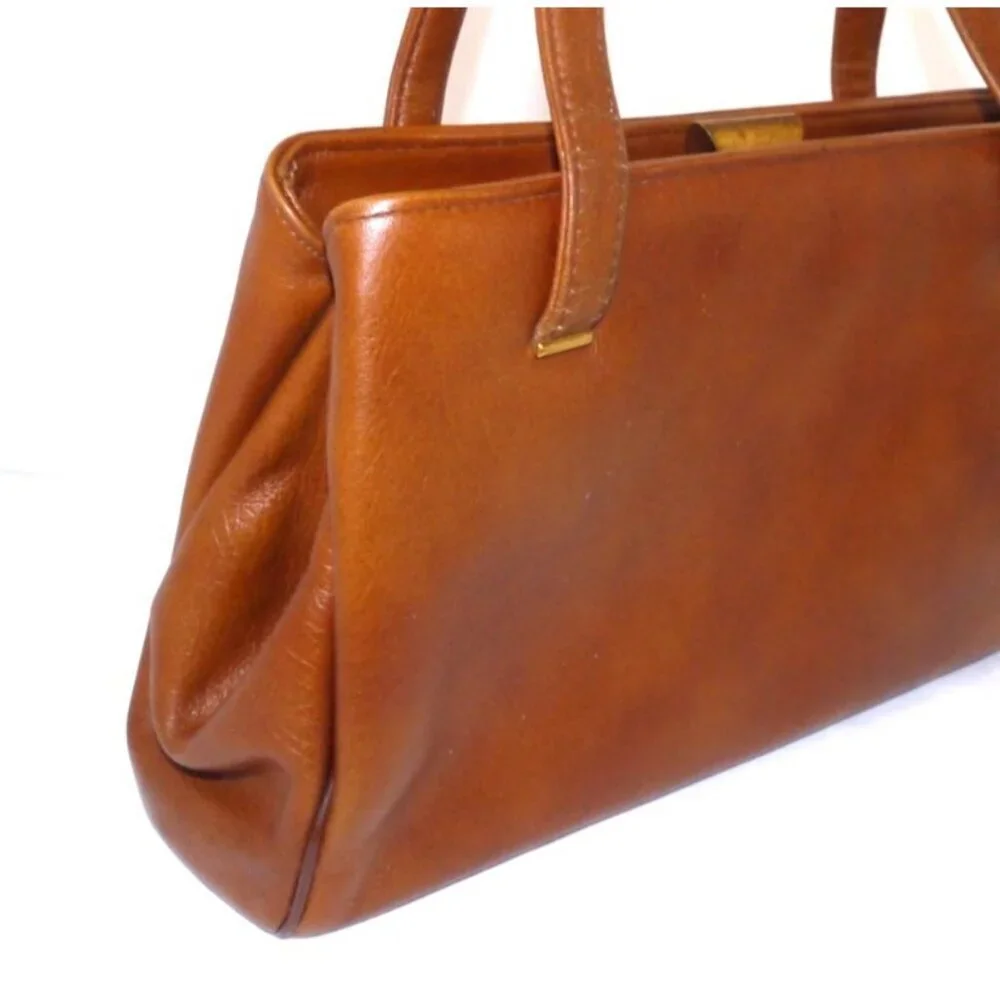 Vintage Globe Trotter brown leather flight bag satchel handbag purse by MARGOLIN